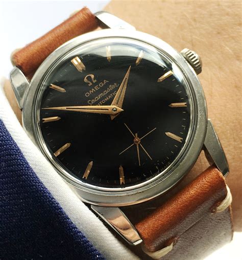 omega black seamaster|omega seamaster black dial vintage.